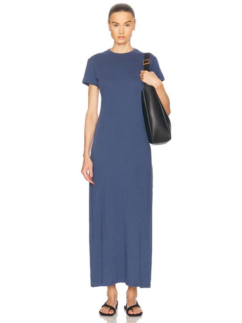 Leset Laura Maxi Dress T-Shirt Dress Denim Blue Small S